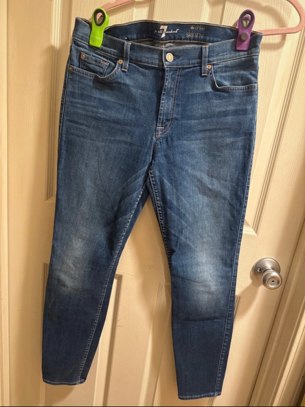 7 For All Mankind Women’s Skinny Jeans - Medium Blue Wash